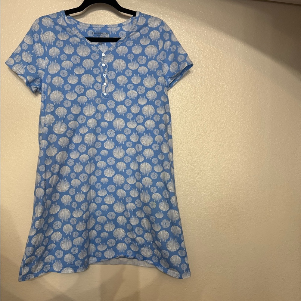 Croft & Barrow Blue and White Shell Print Mini Dress